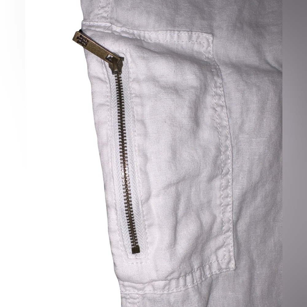 Tommy Hilfiger White 100% Linen Jogger Pants Size Small Coastal Resort Chic - Picture 3 of 9